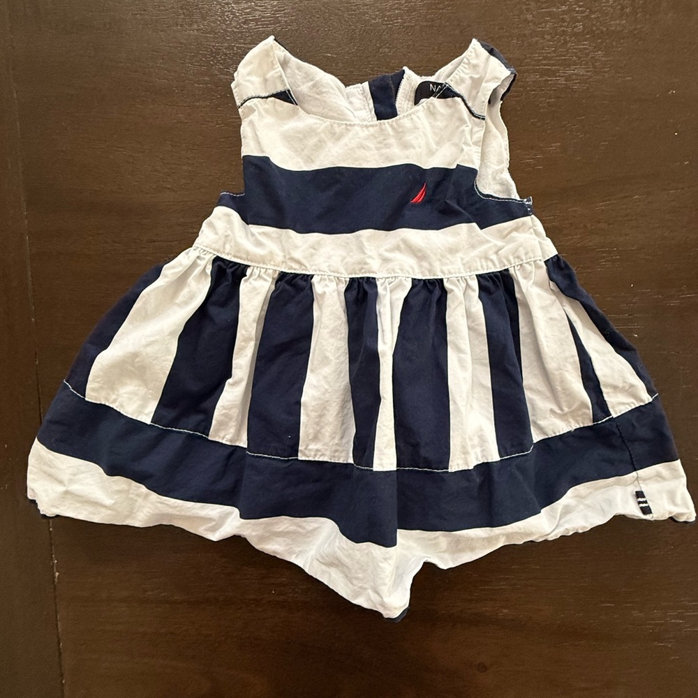 Nautica Navy and White Baby Dress
